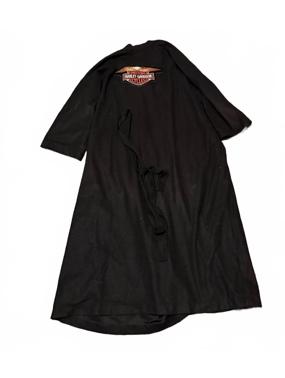 Harley-Davidson Black Wrap Robe Flame Logo Belted One Size Vintage